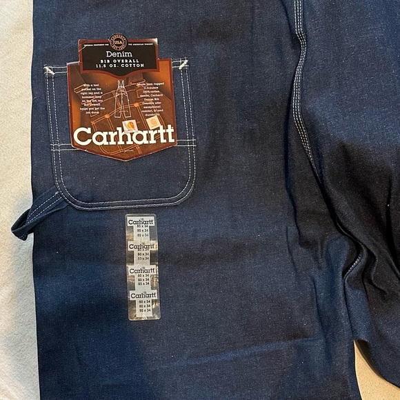 CARHARTT 11.5 OZ RIGID R08 DENIM BIB OVERALLS NEW WITH TAGS.Sz 50/34 - Picture 5 of 13